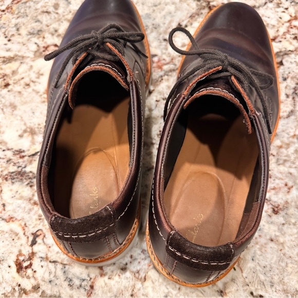Clark’s Men's Brown Leather Oxford Shoes size 12 business casual comfort lace - Picture 6 of 10